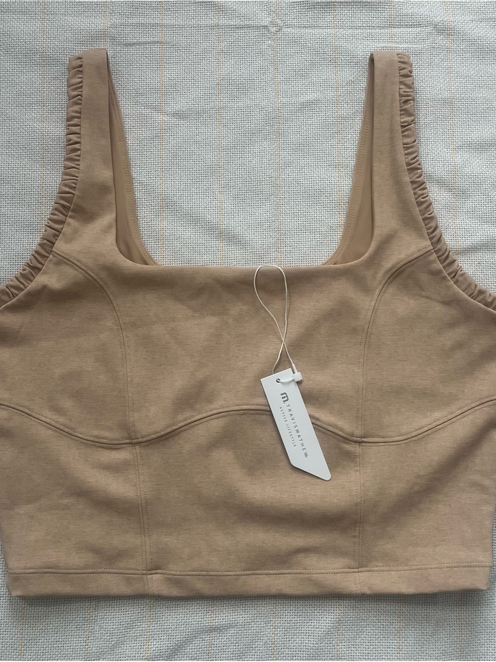 Travis Mathew Beige Sculpting Crop Tank